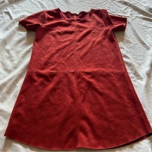 Womans raw hem suede midi dress size small.